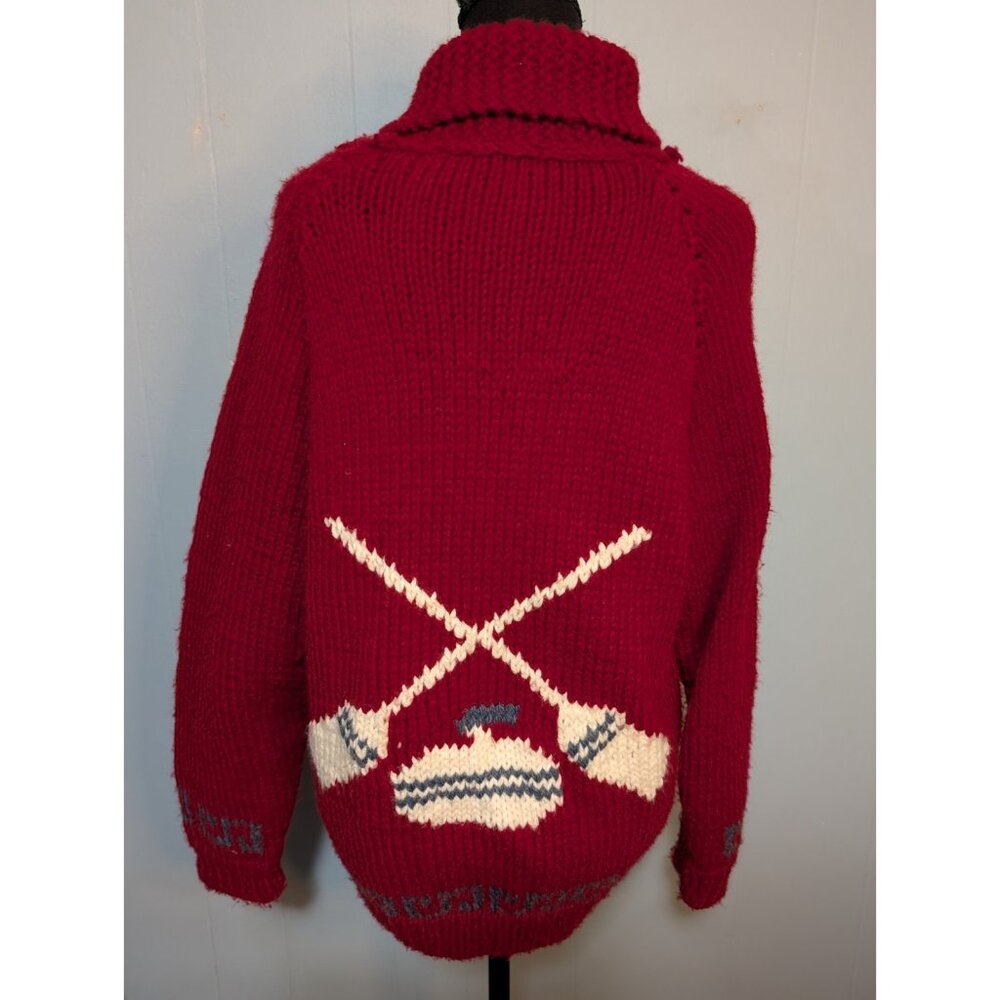 SOLD Vintage 60s Curling Sweater Jacket Wool Zip Nordic Knit Canadiana